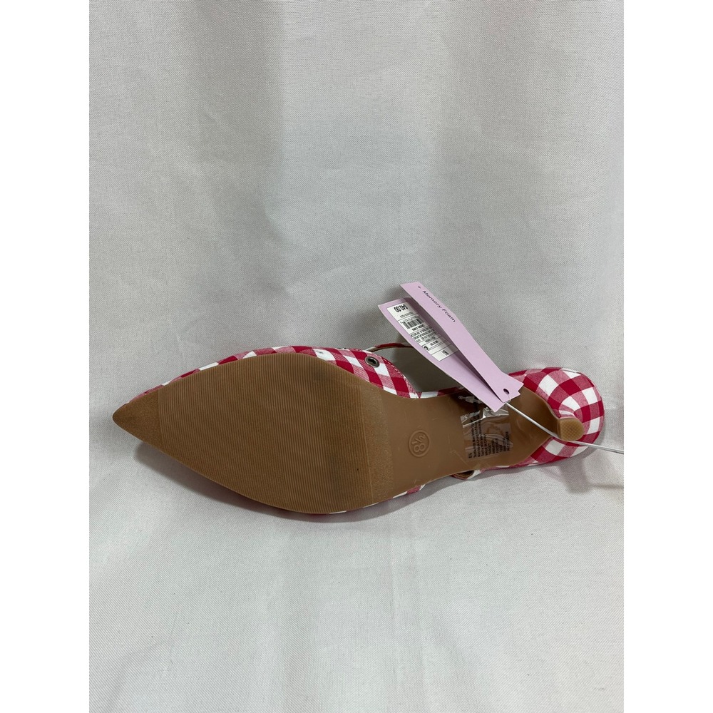 Wild Fable Red Gingham Kitten Heels Bow Grommet Pointed Toe Mules Size 8.5 NEW - Picture 5 of 7